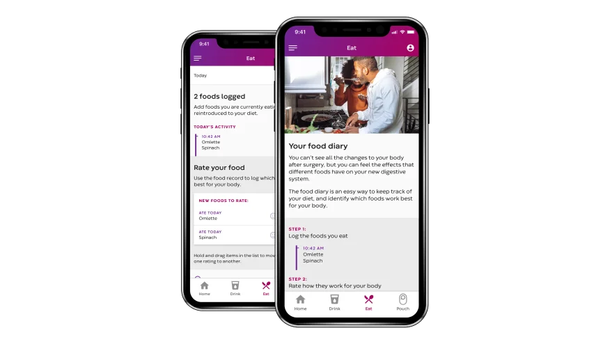 Um painel do aplicativo My Ostomy Journey.