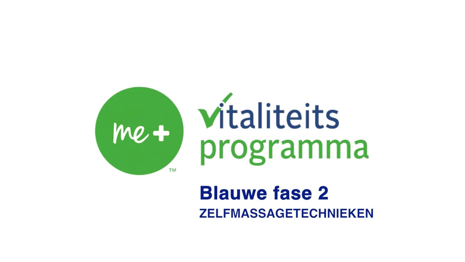 Blauw vak met witte tekst